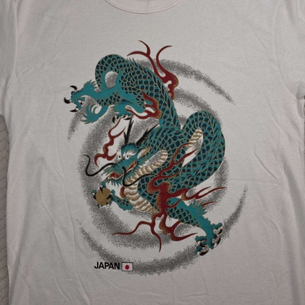 Vintage‎ Kocolo White Japanese Dragon Graphic T-Shirt Made in Japan Mens Size LL - Picture 2 of 7